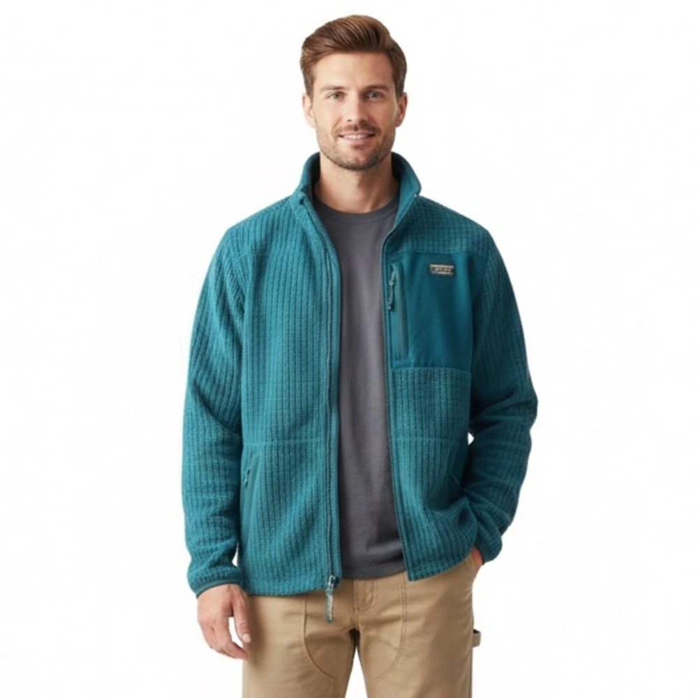L.L. Bean Explorer Men’s Grid Fleece Jacket - Green/Teal Gorpcore, M Reg